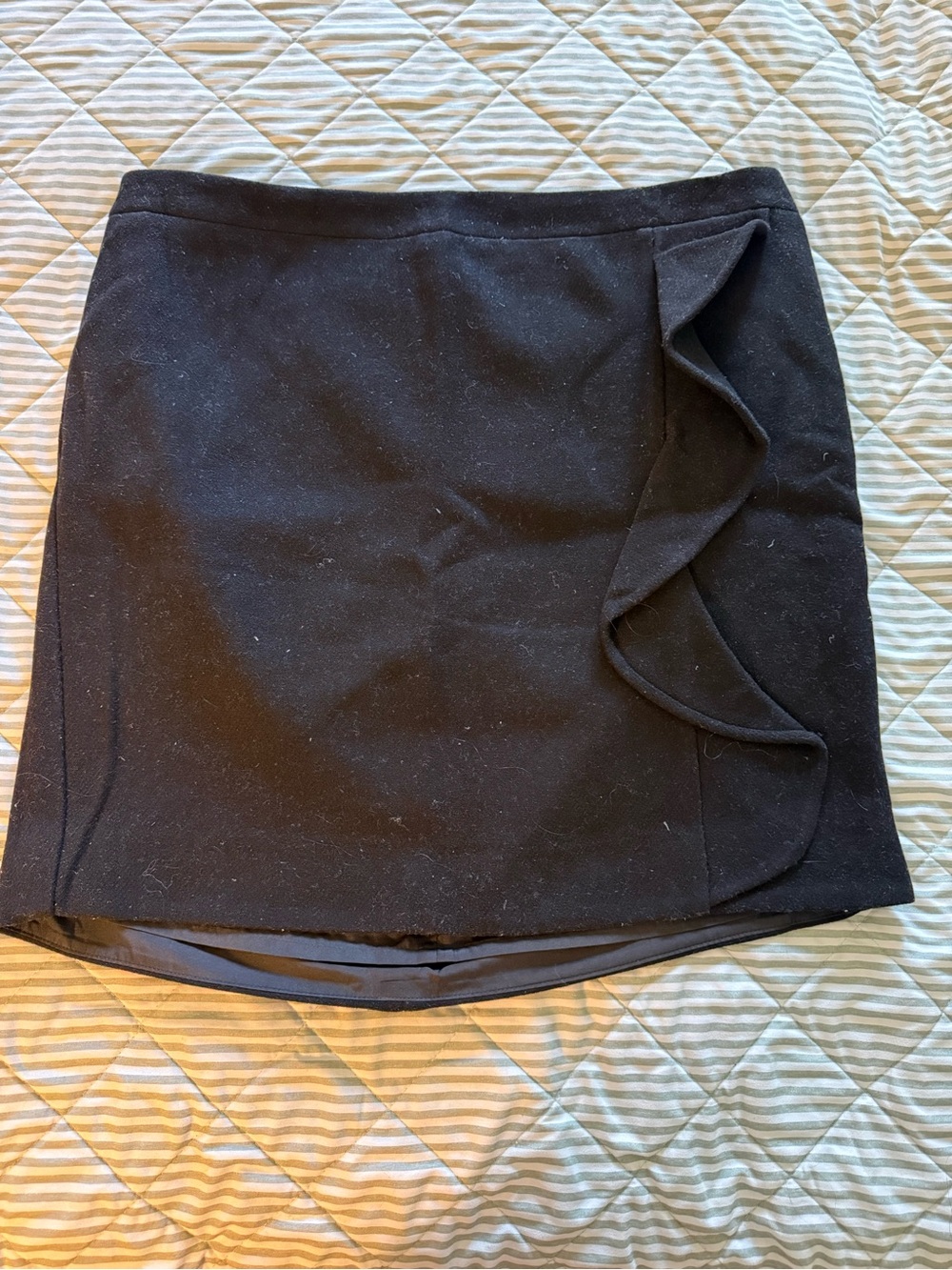 J. Crew Black Mini Skirt with Ruffle Accent